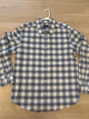 Kimes Ranch Blue and White Plaid Long-Sleeve Button-Down Shirt